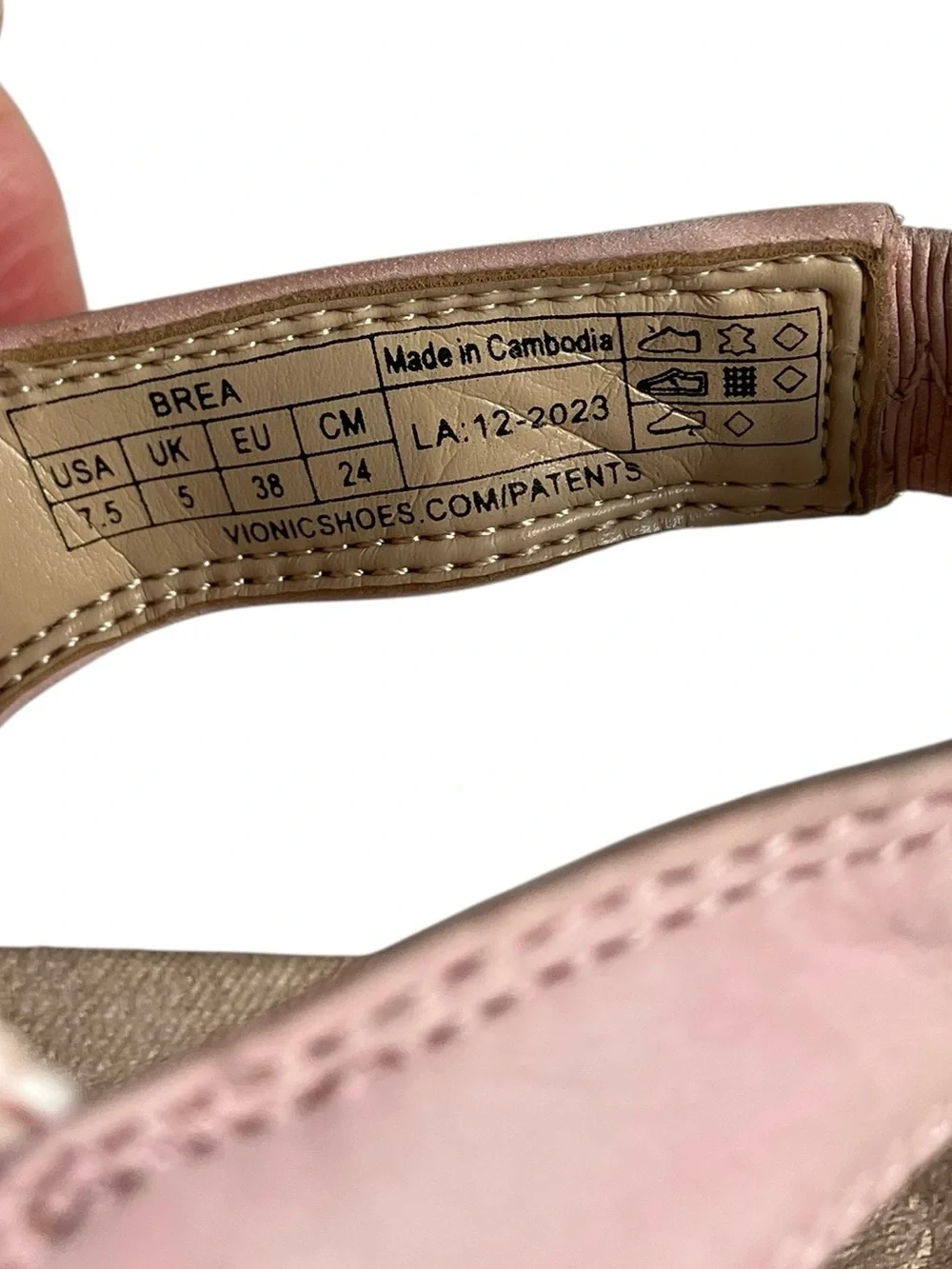 Vionic Brea Pink Leather Woven T-Strap Slingback Sandals Women 7.5 Arch Support